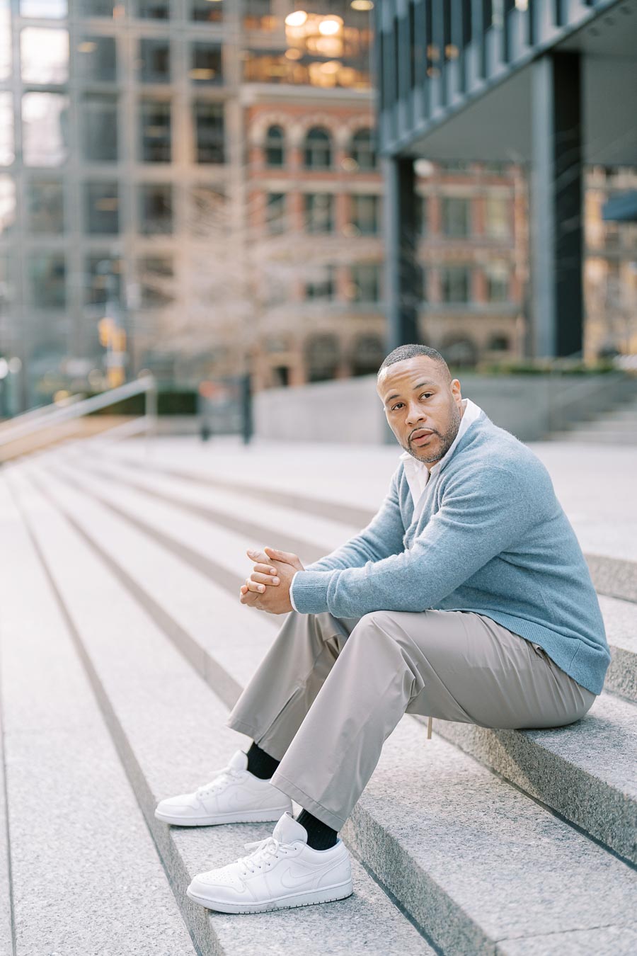 Editorial Portrait of Groom-to-Be on Toronto’s Urban Steps