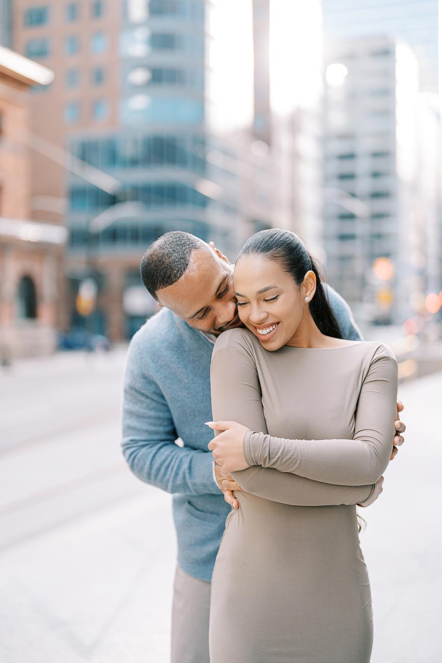 Sweet Candid Moment During Downtown Toronto Engagement Shoot