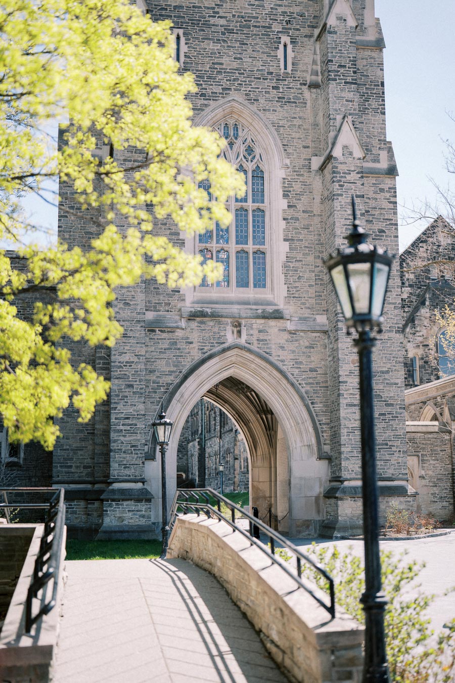 Engaged couple Cecilia and Julian at the University of Toronto