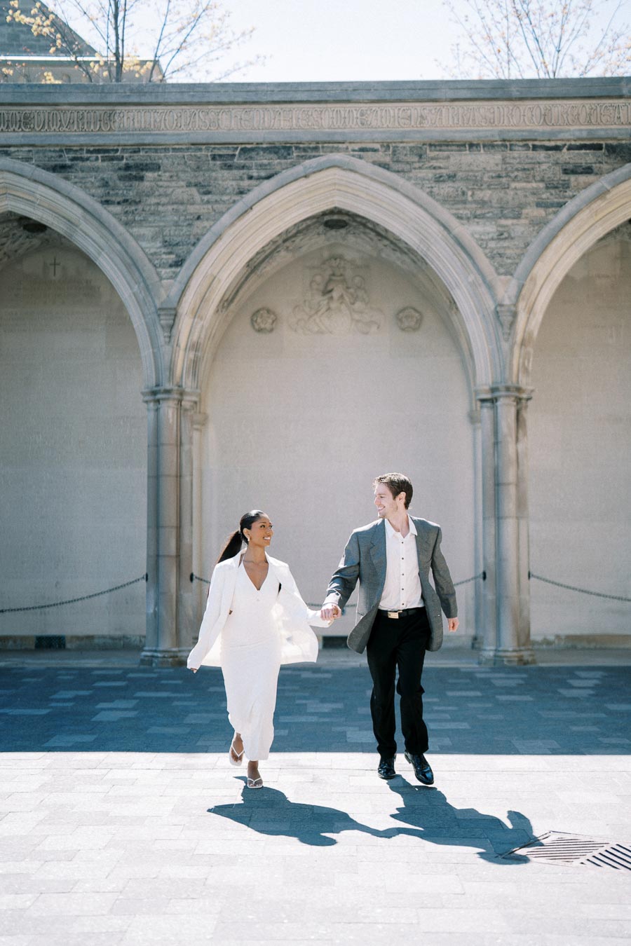 Cecilia and Julian during their engagement session at the University of Toronto
