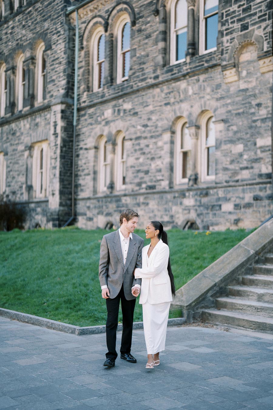 Cecilia and Julian during their engagement session at the University of Toronto