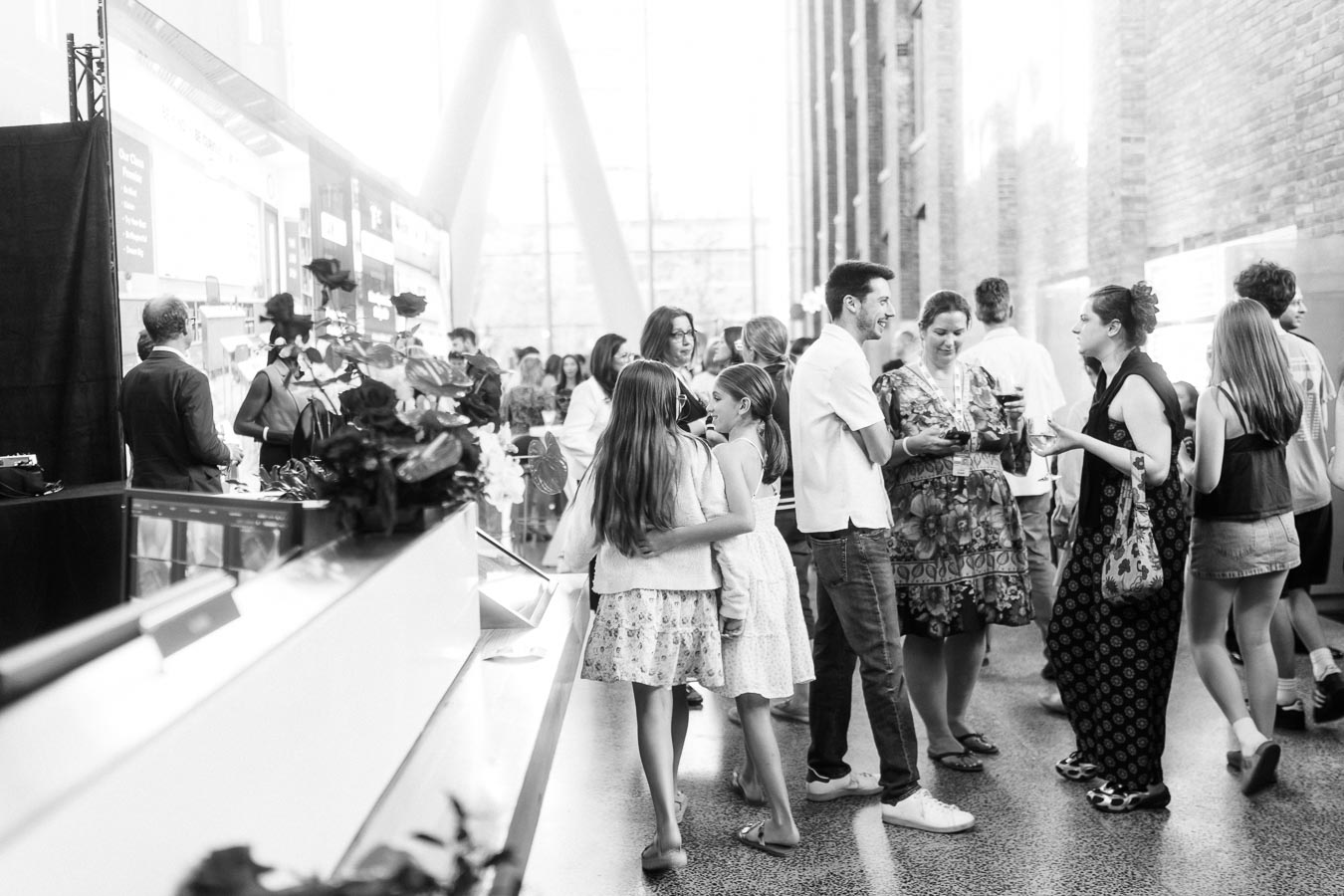 Guests of all ages gather and socialize in the airy, modern atrium of Ricarda’s Restaurant in Toronto during the Toronto Prep Forever Launch Party.