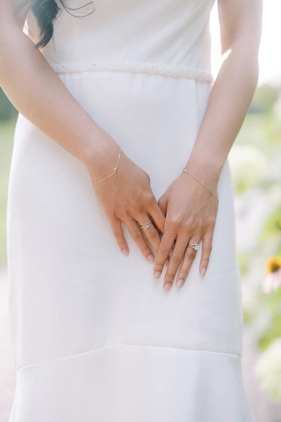 Close-up of engagement rings and bracelets during Dundurn Castle engagement photoshoot