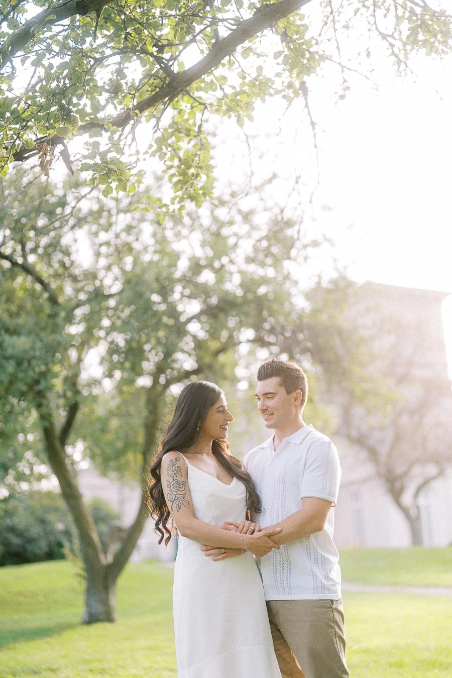 Sumbul and Brian standing together in the Dundurn Castle gardens