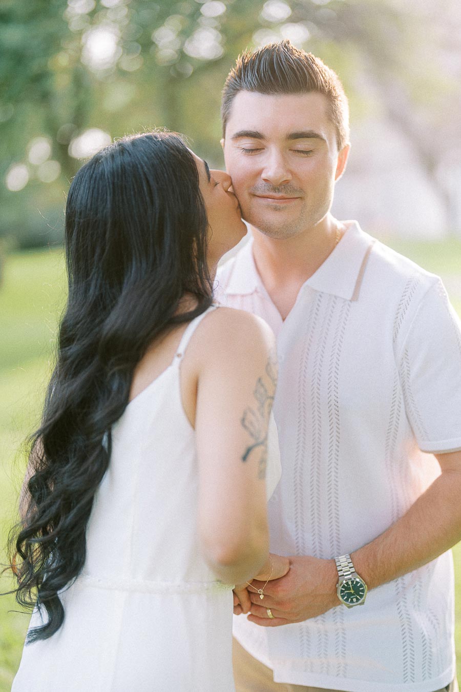 Sumbul kisses Brian during Dundurn Castle engagement photos in Hamilton