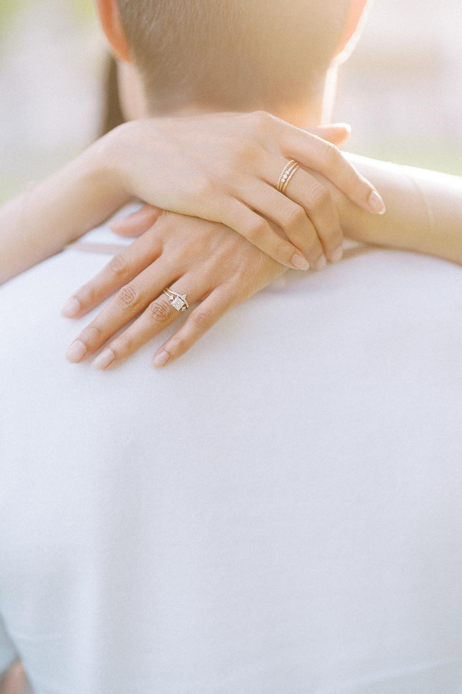 Engagement ring detail on hands during Dundurn Castle engagement session