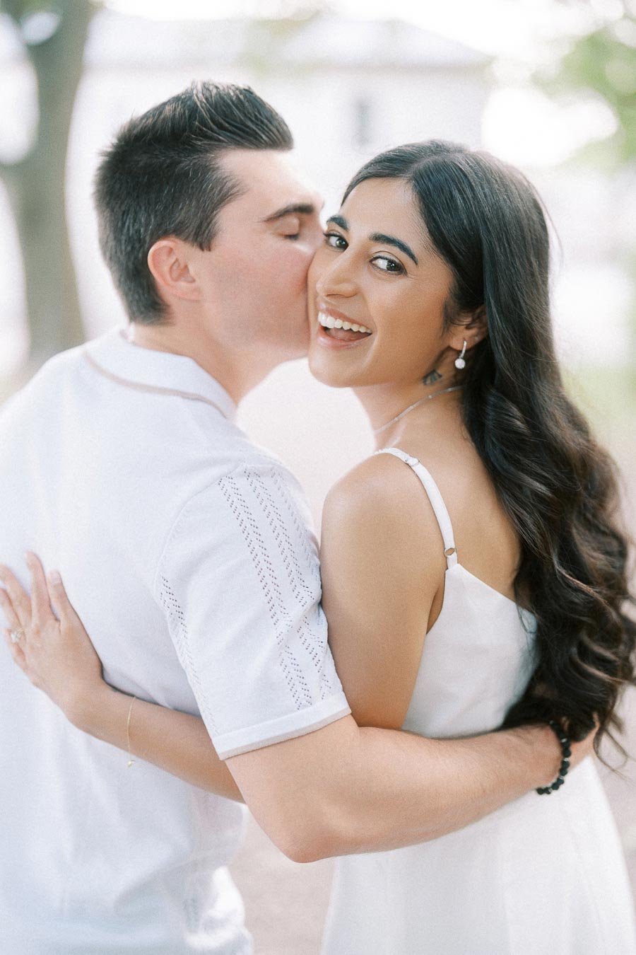 Brian kisses Sumbul during their Dundurn Castle engagement photoshoot