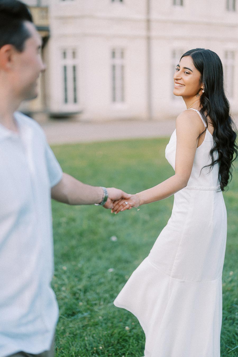 Sumbul holding Brian’s hand on the Dundurn Castle lawn