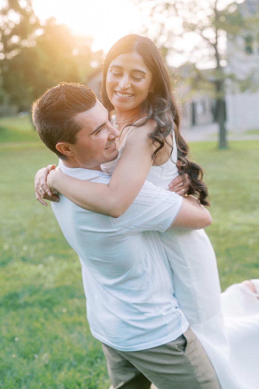 Sumbul &amp; Brian embrace during their Dundurn Castle engagement photoshoot
